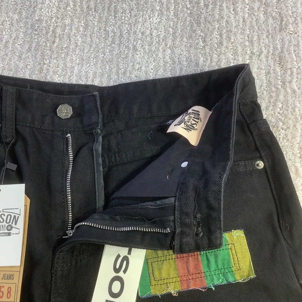 Watson Denim Black Jeans Mens‎ Size 32 (Actual 30 x 31) Rasta Patches NWT